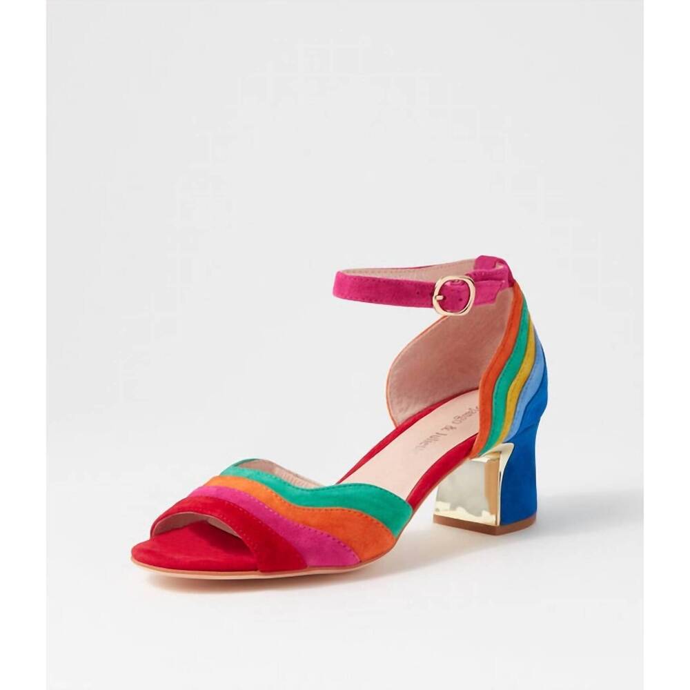 NEW DJANGO & JULIETTE women's jabaru heeled sandals in new bright multi
